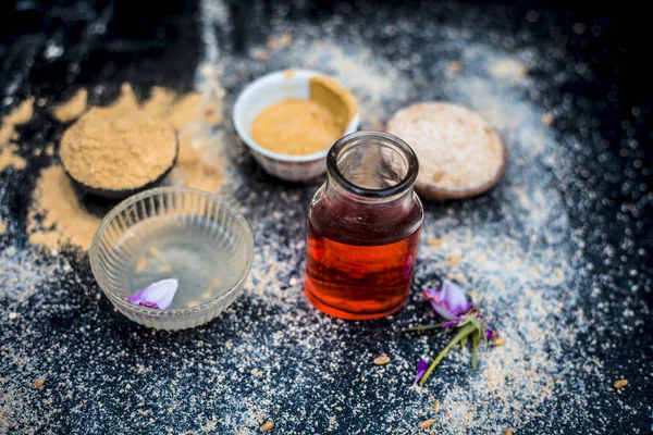 Close Oats Face Mask Rose Water Lemon Juice — Stock Photo, Image