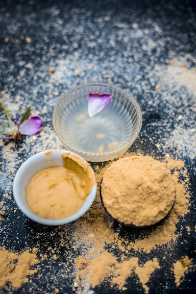 Oats Face Mask Rose Water Lemon Juice — Stock Photo, Image