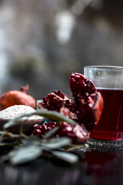 Herbal face pack of pomegranates, oats and rose leaves