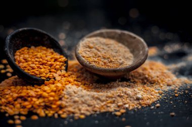 Mercimek fasulye kil kase toz ile yakın çekim