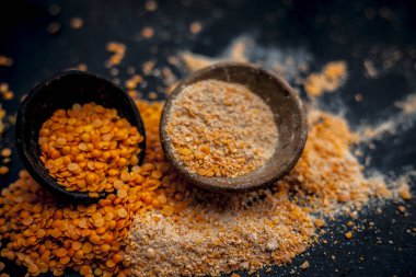 Mercimek fasulye kil kase toz ile yakın çekim