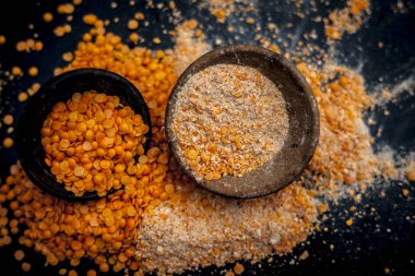 Mercimek fasulye kil kase toz ile yakın çekim