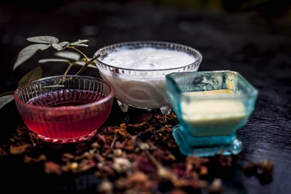 Ayruvedic face pack of rose water with gram flour and yogurt