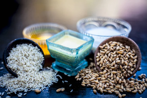 Organic Face Mask Rice Flour Oats Milk Honey — Stock Photo, Image