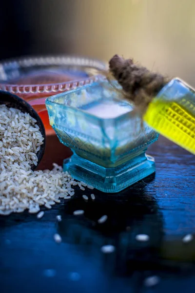 Herbal face pack of rice flour with castor oil and rose water