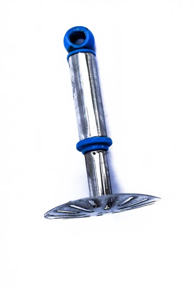 Azul Manipulado Aço Inoxidável Pav Bhaji Masher Usado Para Amassar — Fotografia de Stock