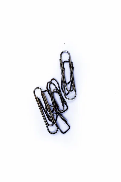 Close Steel Piece Paper Clips Isolated White — Stock Photo, Image