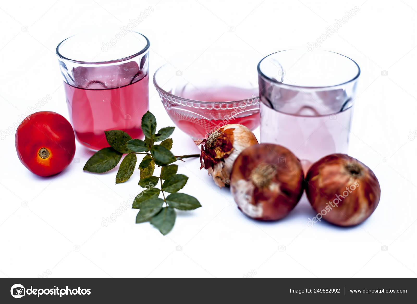 Hair Growth Therapy Isolated White Tomato Juice Onion Juice Glass