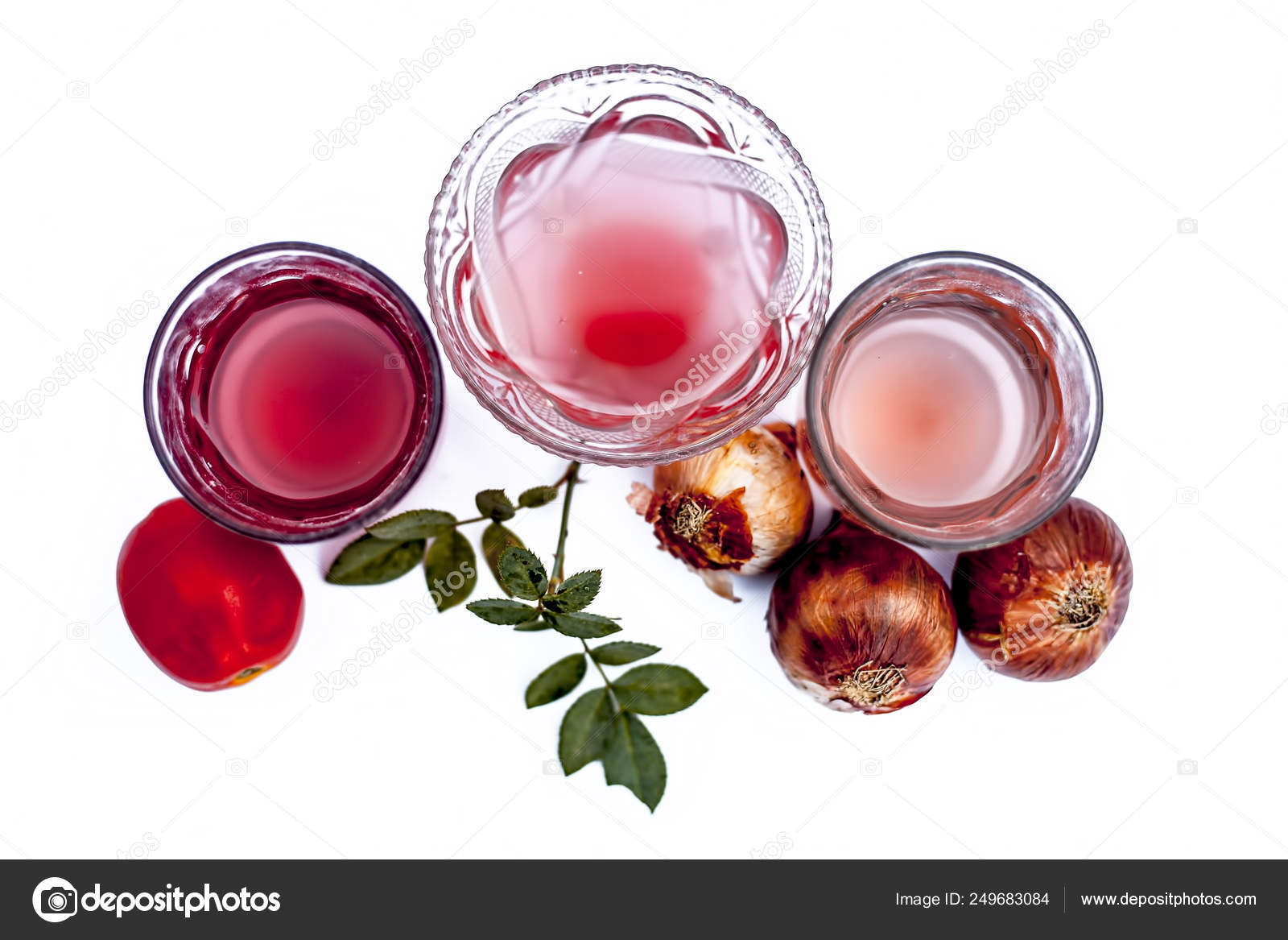 Hair Growth Therapy Isolated White Tomato Juice Onion Juice Glass
