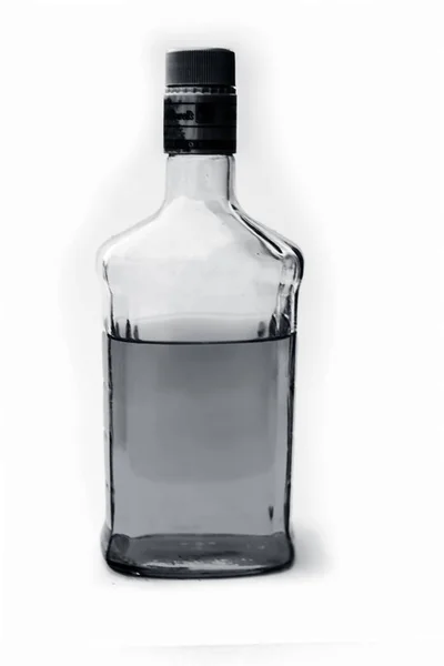 Скотч Виски Бутылка Виски Изолированы Белом Наполовину Заполнены Нем Закрыть — стоковое фото
