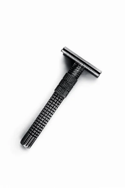 Close Metal Razor Men Shave Hair Removal Isolated White — Stock Photo, Image