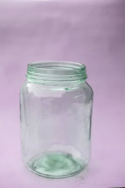 Close Van Lege Glazen Pot Opslag Jar Glazen Container Geïsoleerd — Stockfoto