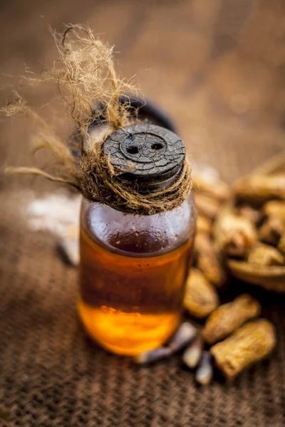 Fechas Secas Orgánicas Crudas Una Cesta Con Aceite Extraído Polvo — Foto de Stock