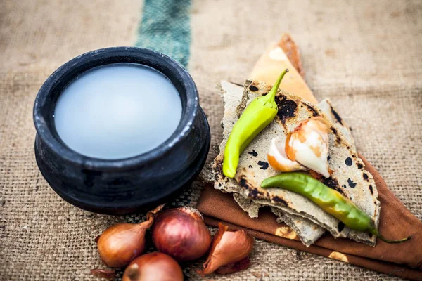 Närbild Måltid Eller Lunch Bystad Eller Typisk Bonde Gunny Bag — Stockfoto