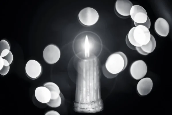 Primo Piano Candele Cera Colore Bianco Con Bokeh Luci Natale — Foto Stock