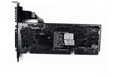 Junagadh-Gujarat-Hindistan-12 Aralık 2018 - Cpus 'ta iyi kalite ses için kullanılan beyaz üzerine izole edilmiş yeşil renkli ses kartı.