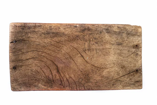 Beyaz üzerine izole kahverengi renkli ahşap dikdörtgen parça yakın.