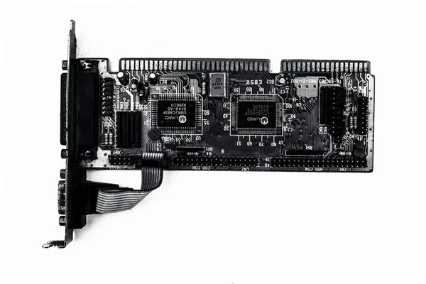 Junagadh-Gujarat-Hindistan-12 Aralık 2018 - Cpus 'ta iyi kalite ses için kullanılan beyaz üzerine izole edilmiş yeşil renkli ses kartı.