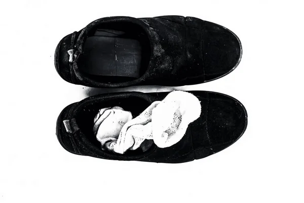 Крупным Планом Черного Цвета Офис Официальные Дамы Обувь Носками Изолированы — стоковое фото