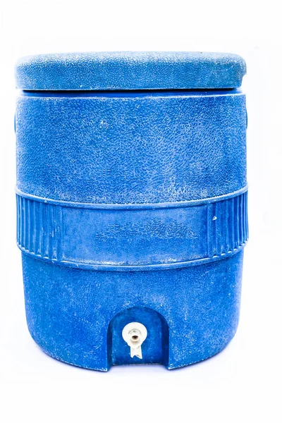 Close Refrigerador Água Cor Azul Isolado Branco — Fotografia de Stock
