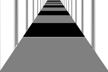 Siyah beyaz bir lobiden geçen insanların silueti ya da 