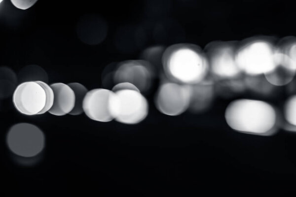 Close up of bokeh background of traffic lights during sunset.
