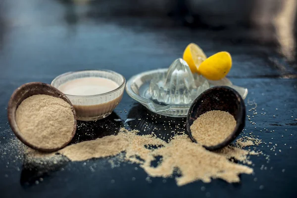 Ingredientes Clave Para Hacer Pastel Semillas Amapola Con Jugo Limón — Foto de Stock