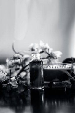 Bitkisel ve çiçek özü veya ahşap yüzey üzerinde macunu ile birlikte baget çiçek konsantrasyonu.