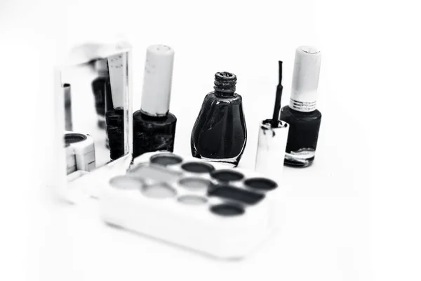 Complete make up kit isolated on including lipstick,face cream,nail polish,etc.