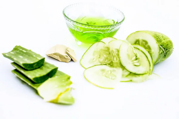 Pepino Crudo Junto Con Poco Gel Aloe Vera Bien Mezclado — Foto de Stock