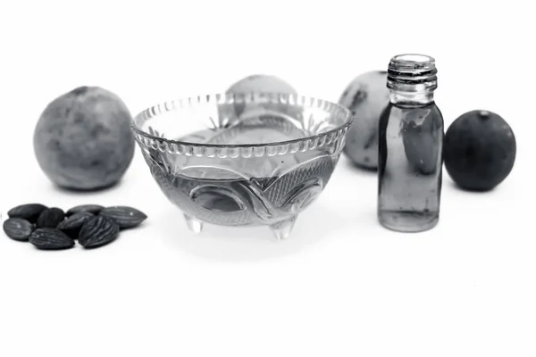Haarspülung Isoliert Auf Weiß Mandelöl Und Zitronensaft Gut Gemischt Transparenter — Stockfoto