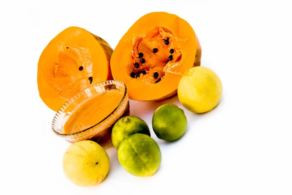 Papaya Face Pack Isolated White — Stock Photo, Image