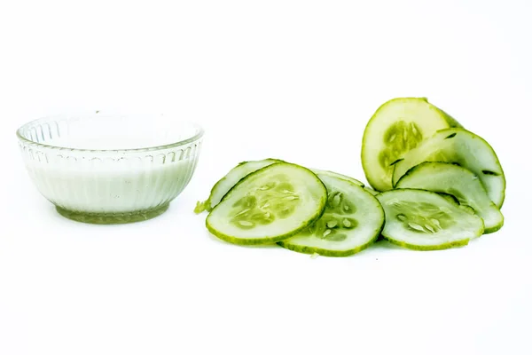 Paquete Facial Pepino Aislado Blanco Decir Pulpa Pepino Bien Mezclada — Foto de Stock