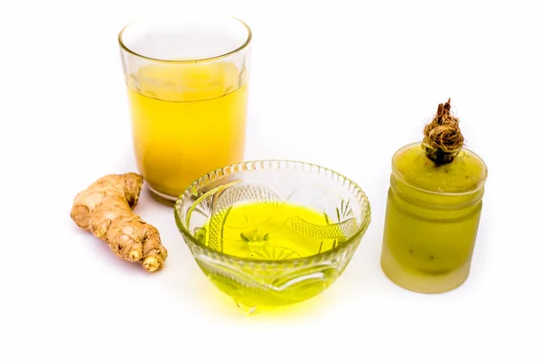 Cure Dandruff Isolated White Castor Oil Well Mixed Ginger Juice — Stock Photo, Image