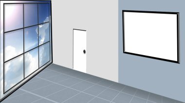 Üstten çizilmiş gibi Kapalı oda illüstrasyon sanal pe