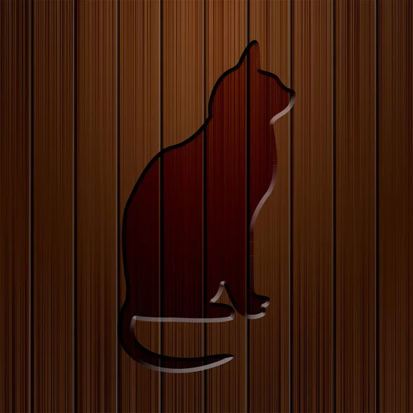 Silueta Kočky Dřevěné Textuře Ilustrace Objemu — Stock fotografie
