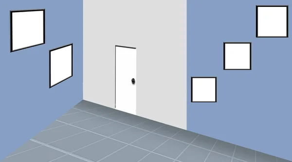 Внутренняя Иллюстрация Комнаты Виртуальна Нарисованная Сверху Самая Перспективная Окнами Дверями — стоковое фото