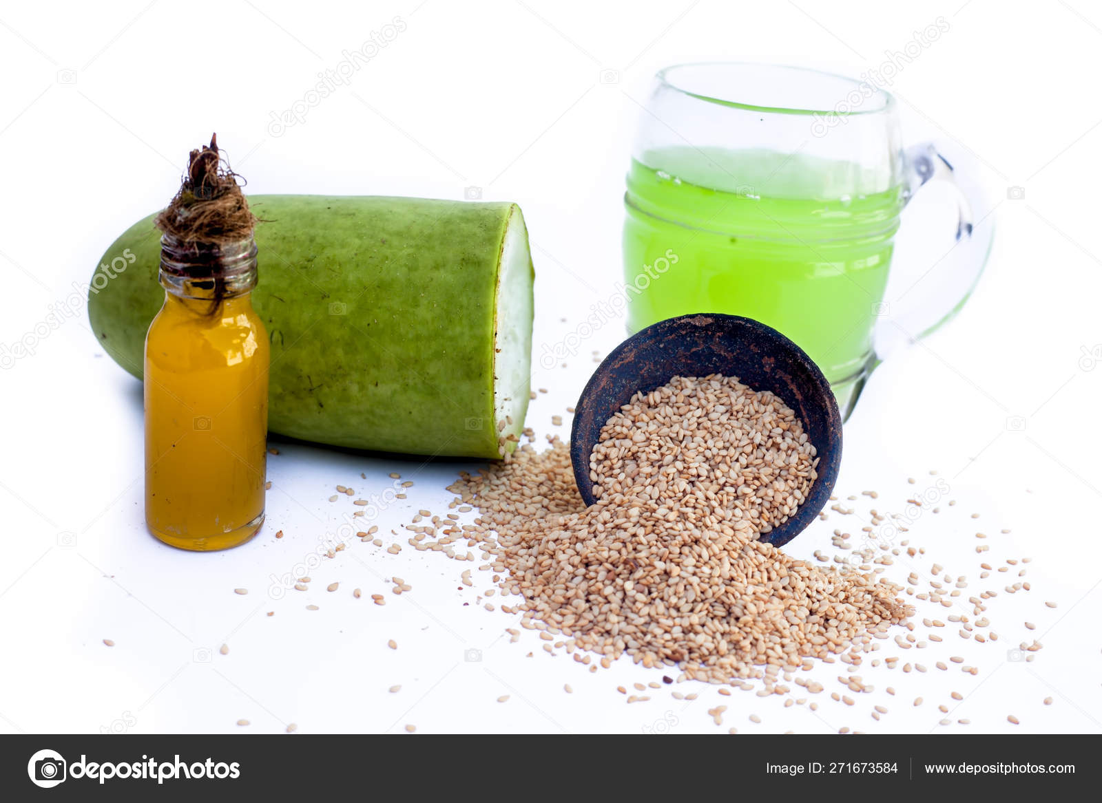 Best Treatment Reduce Grey Hair Isolated White Bottle Gourd Oil