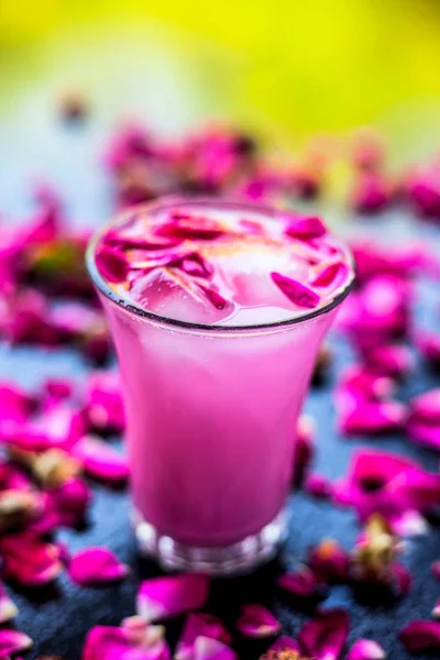 Populaire Indien Asiatique Boisson Été Sur Surface Bois Gulab Falooda — Photo