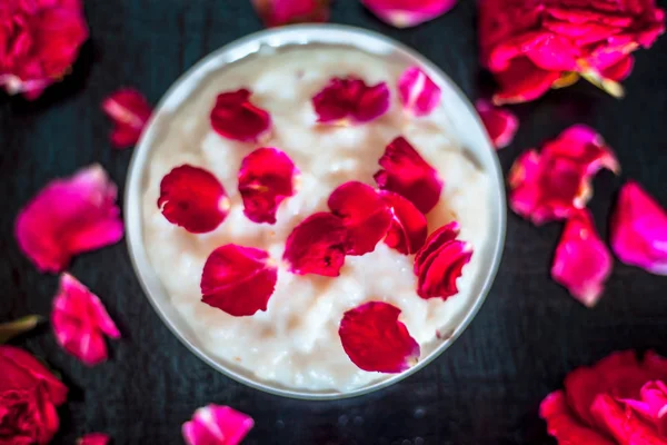 Populární Indiánský Asijský Ramadánové Jídlo Nebo Ramazánský Dezert Kheer Skleněné — Stock fotografie