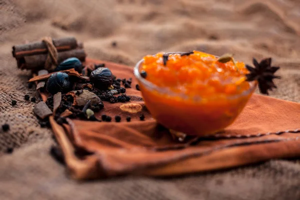 Célèbre Dessert Indien Plat Sucré Dans Bol Verre Sur Surface — Photo