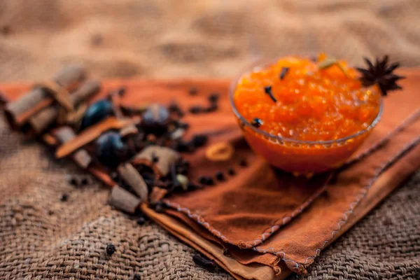 Beroemd Indiaas Dessert Zoet Gerecht Een Glazen Kom Het Oppervlak — Stockfoto