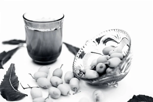 Detox Detoxifying Drink Neem Fruit Glass Isolated White Some Neem — Stock Photo, Image