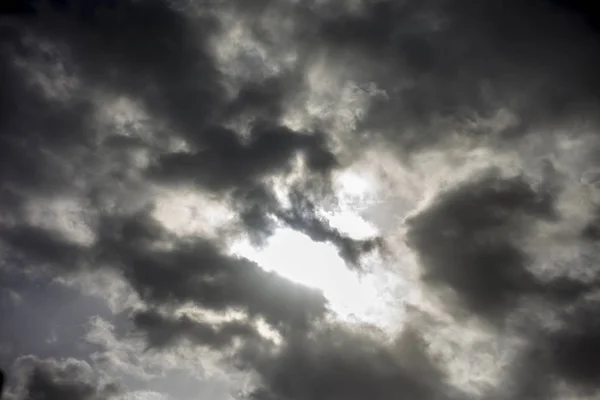 Panoramautsikt Över Fluffiga Cumulus Moln Sky — Stockfoto