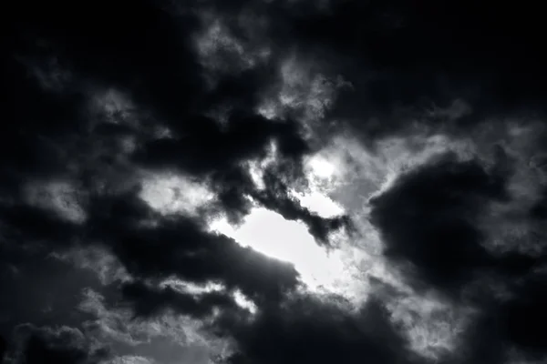 Panoramautsikt Över Dramatiska Fluffiga Cumulus Grey Clouds Sky — Stockfoto