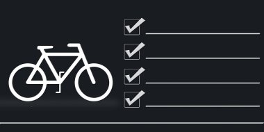 Bisiklet şekli veya sembol bazı astarlar ve finans için onay kutusu ile, Sağlık kavramı ve araç sigortası.