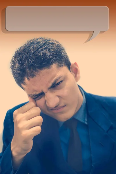 Joven Hombre Negocios Vistiendo Camisa Color Azul Corbata Negro Con —  Fotos de Stock