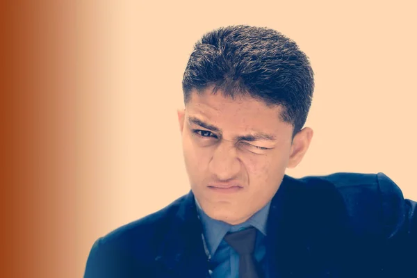 Junger Geschäftsmann Blauem Hemd Und Schwarzer Krawatte Mit Ausdruck Müder — Stockfoto