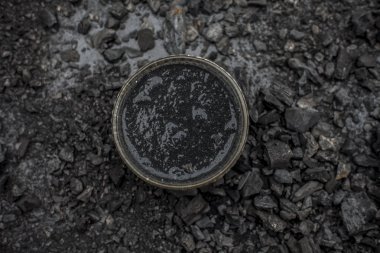 lifleri ve kafa derisi detoks için kabartma soda ile aktif kömür maskesi ile kase, parlaklık geri, hasarlı onarım ve bölünmüş biter, ve sağlıklı teşvik