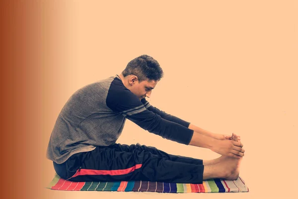 Young Energetic Male Teenager Model Doing Sukhasana Pose Easy Pose